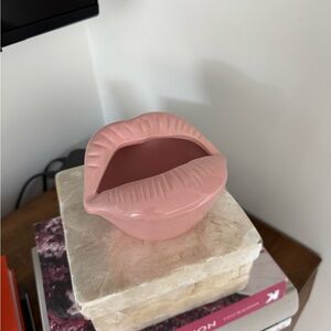 Blush Pink Lip-Shaped Ceramic Decor